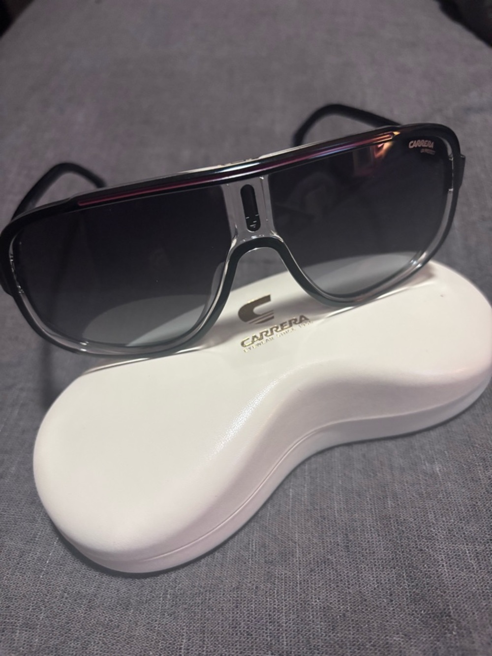 Carrera Black and Silver Aviator Sunglasses